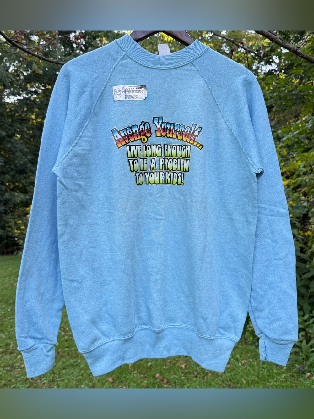 Vintage 1979 Avenge Yourself Novelty Graphic Deadstock Anvil Sweatshirt Size L